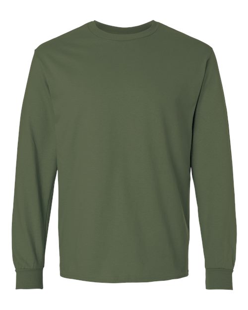 Gildan G240 Adult Ultra Cotton  Long-Sleeve T-Shirt #color_MILITARY GREEN