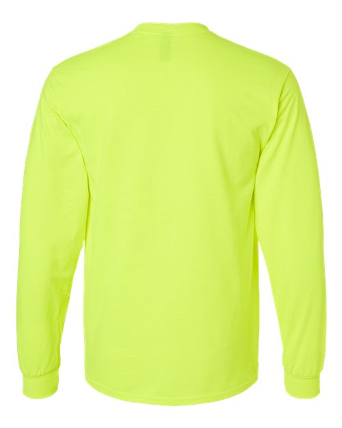 Gildan G240 Adult Ultra Cotton  Long-Sleeve T-Shirt #color_SAFETY GREEN