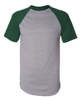 Augusta Sportswear 423 Adult Short-Sleeve Baseball Jersey #color_ATH HTHR/ DK GRN