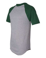 Augusta Sportswear 423 Adult Short-Sleeve Baseball Jersey #color_ATH HTHR/ DK GRN