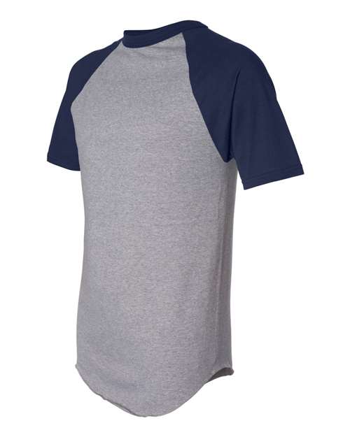 Augusta Sportswear 423 Adult Short-Sleeve Baseball Jersey #color_ATH HTHR/ NAVY