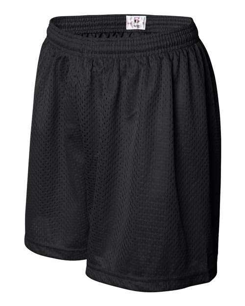 ""Badger 7216 Women's Pro Mesh 5" Shorts with Solid Liner" #color_Black"