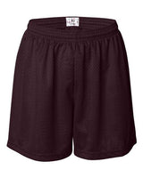 ""Badger 7216 Women's Pro Mesh 5" Shorts with Solid Liner" #color_Maroon"