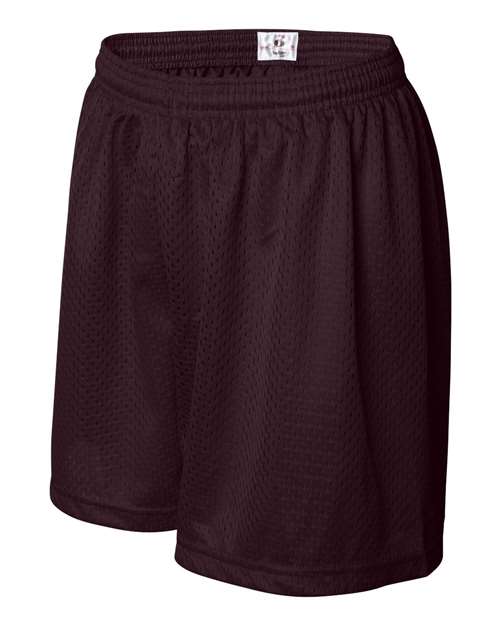 ""Badger 7216 Women's Pro Mesh 5" Shorts with Solid Liner" #color_Maroon"