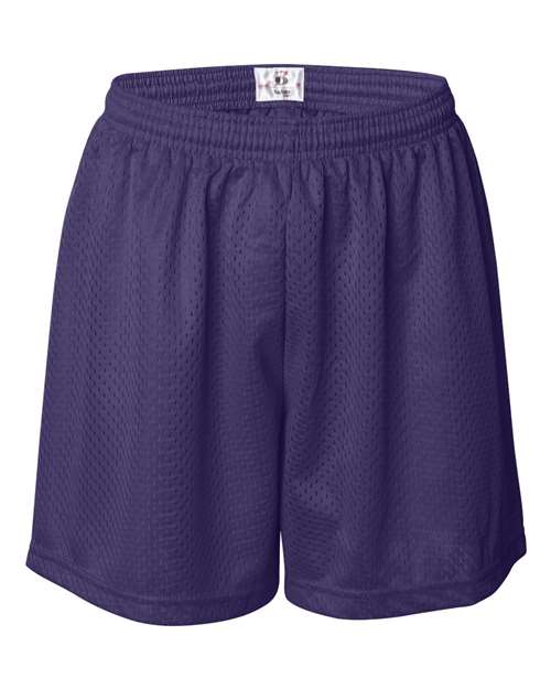 ""Badger 7216 Women's Pro Mesh 5" Shorts with Solid Liner" #color_Purple"