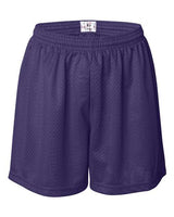 ""Badger 7216 Women's Pro Mesh 5" Shorts with Solid Liner" #color_Purple"