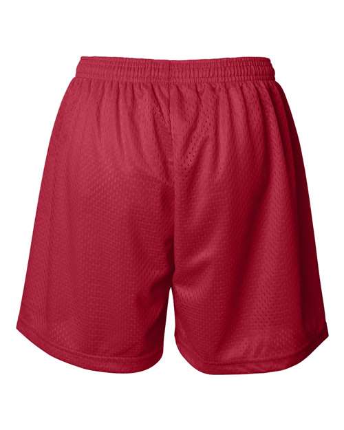 ""Badger 7216 Women's Pro Mesh 5" Shorts with Solid Liner" #color_Red"
