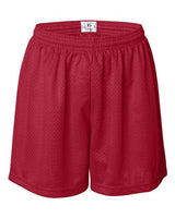 ""Badger 7216 Women's Pro Mesh 5" Shorts with Solid Liner" #color_Red"