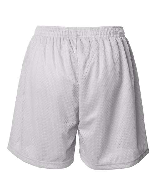 ""Badger 7216 Women's Pro Mesh 5" Shorts with Solid Liner" #color_White"