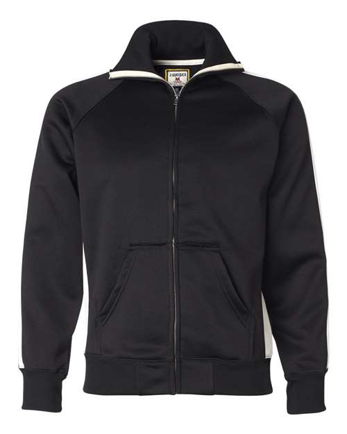 J America JA8858 Adult Vintage Poly Fleece Track Jacket #color_BLACK