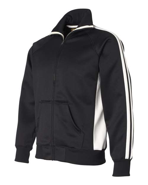 J America JA8858 Adult Vintage Poly Fleece Track Jacket #color_BLACK