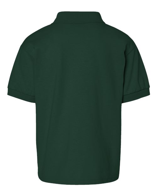 Gildan G880B Youth 50/50 Jersey Polo #color_FOREST GREEN