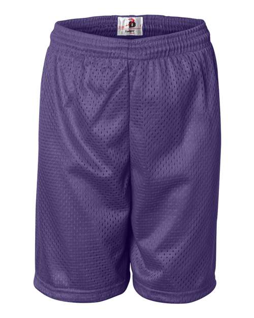 ""Badger 2207 Youth Pro Mesh 6" Shorts" #color_Purple"