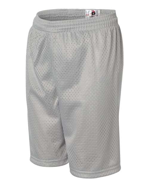 ""Badger 2207 Youth Pro Mesh 6" Shorts" #color_Silver"