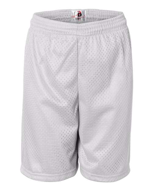 ""Badger 2207 Youth Pro Mesh 6" Shorts" #color_White"