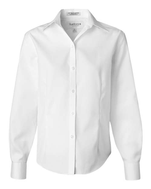 Van Heusen 13V0144 Women's Non-Iron Pinpoint Oxford Shirt #color_White