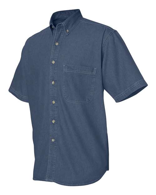Sierra Pacific 0211 Denim Short Sleeve Shirt #color_Dark Denim