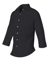 Van Heusen 13V0527 Women's Three-Quarter Sleeve Baby Twill Shirt #color_Black