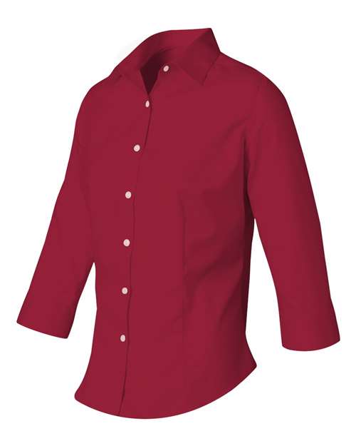 Van Heusen 13V0527 Women's Three-Quarter Sleeve Baby Twill Shirt #color_Scarlet