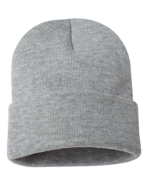 "Sportsman SP12 12" Solid Cuffed Beanie #color_Heather Grey"