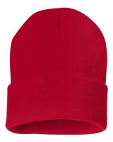 "Sportsman SP12 12" Solid Cuffed Beanie #color_Red"