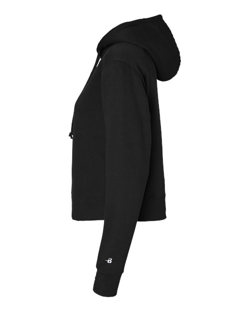 Badger 1261 Women's Crop Hooded Sweatshirt #color_Black
