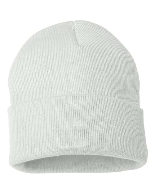 "Sportsman SP12 12" Solid Cuffed Beanie #color_White"