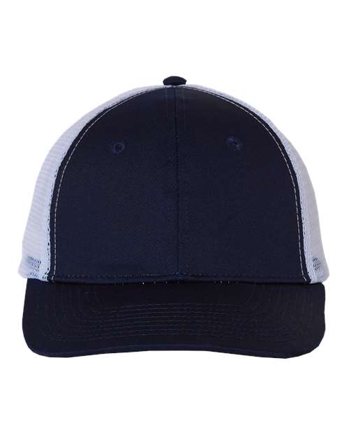 Valucap VC400 Mesh-Back Twill Trucker Cap #color_Navy/ White