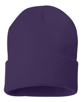 "Sportsman SP12 12" Solid Cuffed Beanie #color_Purple"