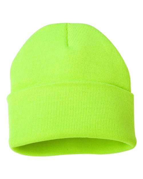 "Sportsman SP12 12" Solid Cuffed Beanie #color_Safety Yellow"