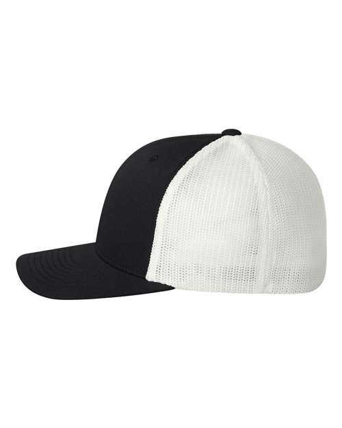 Flexfit 6511 Adult 6-Panel Trucker Hat #color_BLACK/ WHITE