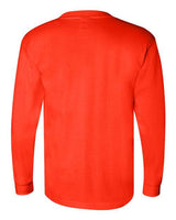 Bayside BA3055 Unisex Union-Made Long-Sleeve Pocket Crew T-Shirt #color_BRIGHT ORANGE