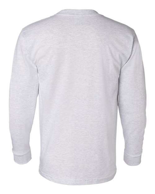 Bayside BA8100 Adult 6.1 oz., 100% Cotton Long Sleeve Pocket T-Shirt #color_ASH