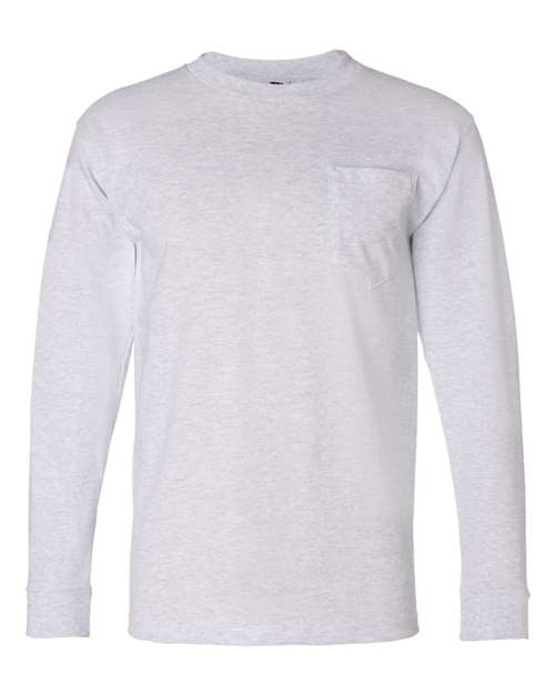 Bayside BA8100 Adult 6.1 oz., 100% Cotton Long Sleeve Pocket T-Shirt #color_ASH