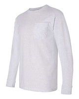Bayside BA8100 Adult 6.1 oz., 100% Cotton Long Sleeve Pocket T-Shirt #color_ASH