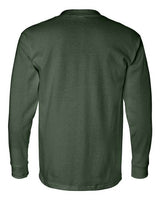 Bayside BA8100 Adult 6.1 oz., 100% Cotton Long Sleeve Pocket T-Shirt #color_FOREST GREEN