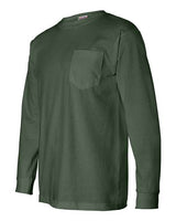 Bayside BA8100 Adult 6.1 oz., 100% Cotton Long Sleeve Pocket T-Shirt #color_FOREST GREEN