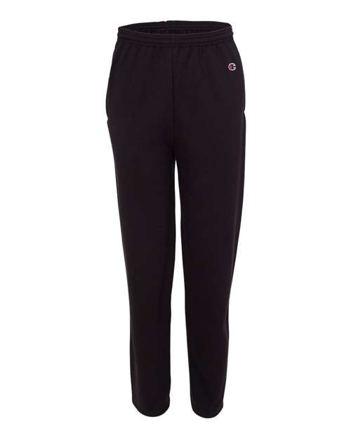 Champion P800 Adult Double Dry Eco Open-Bottom Fleece Pant with Pockets #color_BLACK