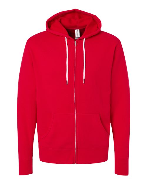 Independent Trading Co. AFX90UNZ Lightweight Full-Zip Hooded Sweatshirt #color_Red