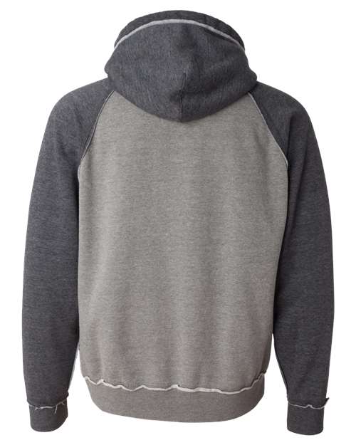 J America JA8885 Adult Vintage Heather Pullover Hooded Sweatshirt #color_SMOKE/ CHRCL HT