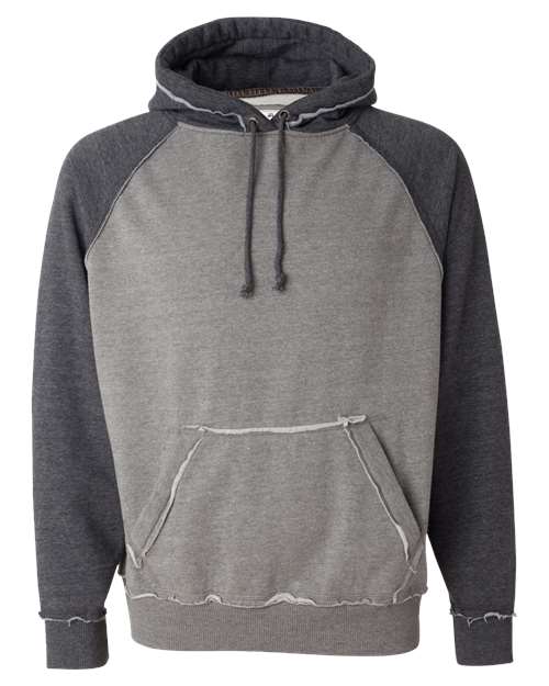 J America JA8885 Adult Vintage Heather Pullover Hooded Sweatshirt #color_SMOKE/ CHRCL HT