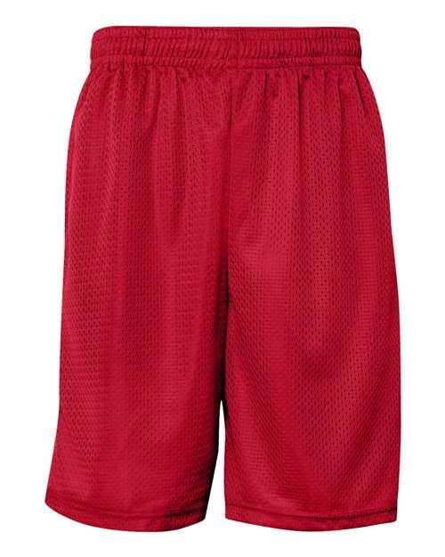 "Badger 7219 Pro Mesh 9" Shorts with Pockets #color_Red"