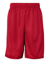 "Badger 7219 Pro Mesh 9" Shorts with Pockets #color_Red"