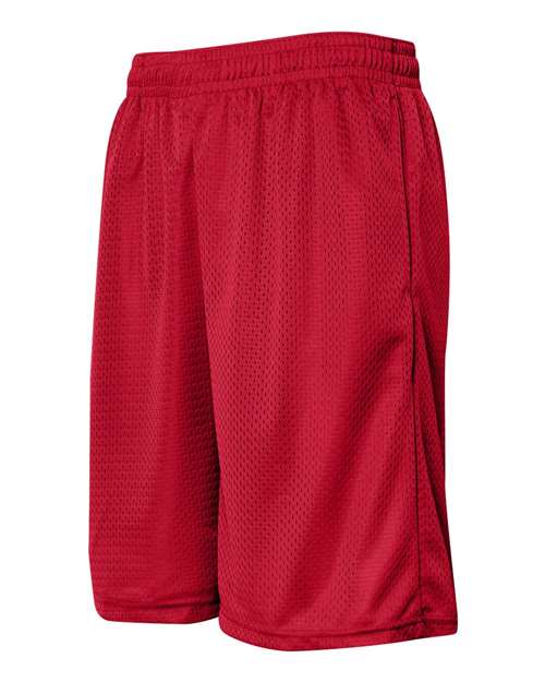 "Badger 7219 Pro Mesh 9" Shorts with Pockets #color_Red"