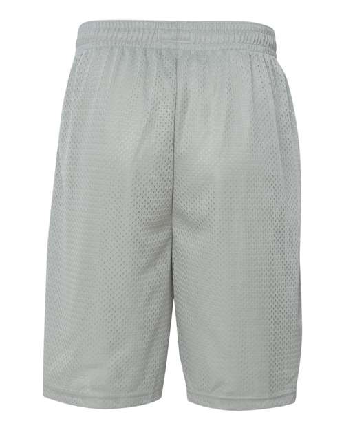 "Badger 7219 Pro Mesh 9" Shorts with Pockets #color_Silver"