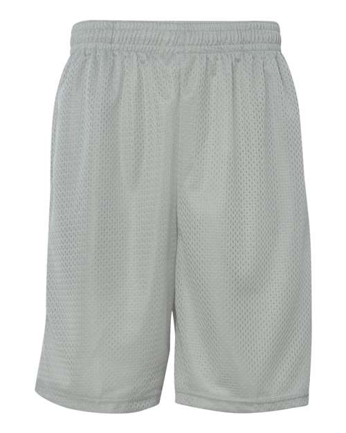 "Badger 7219 Pro Mesh 9" Shorts with Pockets #color_Silver"