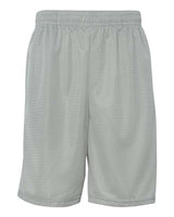 "Badger 7219 Pro Mesh 9" Shorts with Pockets #color_Silver"