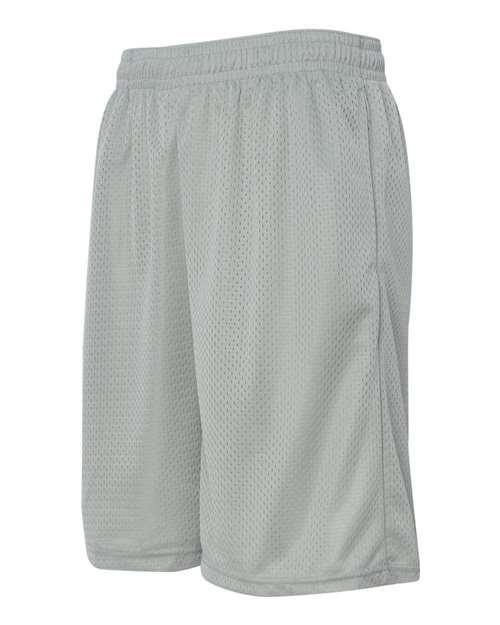 "Badger 7219 Pro Mesh 9" Shorts with Pockets #color_Silver"