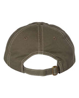 Valucap VC300A Bio-Washed Classic Dad Hat #color_Olive/ Stone Stitch