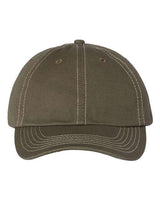 Valucap VC300A Bio-Washed Classic Dad Hat #color_Olive/ Stone Stitch